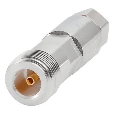 Conector RF tipo N hembra / 50 ohm / 0-8000 MHz / Recto / Heliax FSJ1-50A