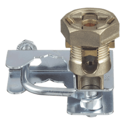 Abrazadera de Tierra para Piso Falso / 2 Conductores 6-1/0 AWG (16-50 mm²) / Pedestal Cuadrado 22 mm (7/8') / Pedestal Redondo 25-29 mm (1' a 1 1/8') / Bronce / TIA-607-A