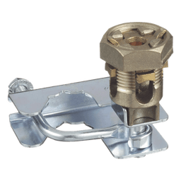 Abrazadera de Tierra para Piso Falso / 2 Conductores 6-1/0 AWG (16-50 mm²) / Pedestal Cuadrado 22 mm (7/8') / Pedestal Redondo 25-29 mm (1' a 1 1/8') / Bronce / TIA-607-A