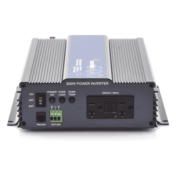 Inversor de Onda Pura / 600W / Entrada 24 Vcc / Salida 120 Vca / 2 Canales NEMA 5-20R GFCI / 10.83 x 9.37 x 3.23 pulgadas