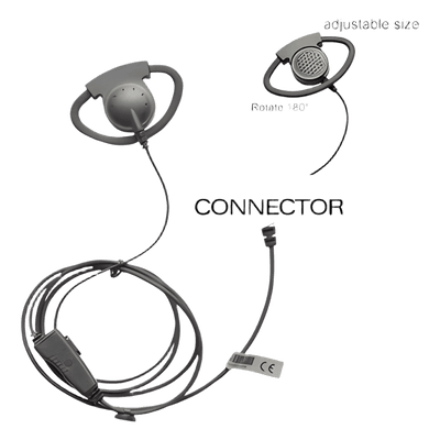 Micrófono de Solapa con Auricular / Gancho Ajustable en D / PTT Ergonómico / Cable Reforzado con Kevlar / Clip Rotatorio 360° / Compatible con Radios ICOM IC-F Series