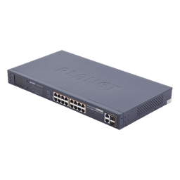 Switch PoE+ / 16 Puertos 10/100 Mbps / 2 Gigabit Combo TP/SFP / 300W / LCD y VLAN Extended / ±4kV