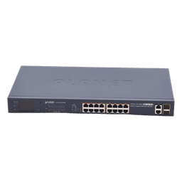 Switch PoE+ / 16 Puertos 10/100 Mbps / 2 Gigabit Combo TP/SFP / 300W / LCD y VLAN Extended / ±4kV