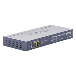 Switch Administrable de Escritorio de 8 Puertos Gigabit/ 2 Puertos SFP / 20 Gbps Switching / PoE In 802.3af/at / Dual Power DC + PoE / VLAN Q-in-Q / IPv6/IPv4/  Administración Remota con CloudNMS
