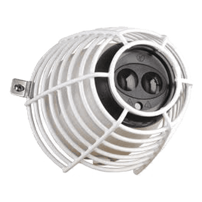 Jaula de acero FIRERAY Damage Stopper® para protección de detectores de haz óptico. Dimensiones 6.61 in (168 mm) altura x 6.61 in (168 mm) ancho x 5.78 in (147 mm) profundidad