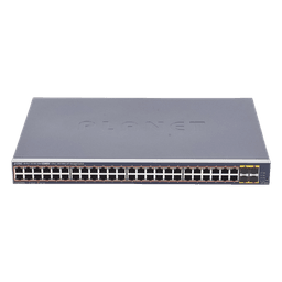 Switch Administrable PoE / 48 Puertos Gigabit RJ45 / 4 Puertos SFP / 440W PoE / 104 Gbps / 1.44 ft (0.44 m) Profundidad