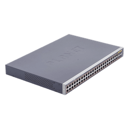 Switch Administrable PoE / 48 Puertos Gigabit RJ45 / 4 Puertos SFP / 440W PoE / 104 Gbps / 1.44 ft (0.44 m) Profundidad