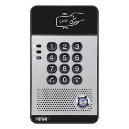 Audio Portero IP con 2 líneas SIP, relevador integrado, teclado numérico y lectora de tarjetas RFID para control de acceso, PoE
