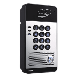 Audio Portero IP con 2 líneas SIP, relevador integrado, teclado numérico y lectora de tarjetas RFID para control de acceso, PoE
