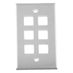 Placa de Pared / 6 Puertos / Keystone / Montaje Vertical / 70 x 115 mm / 2.75' x 4.52' / UL CE ETL