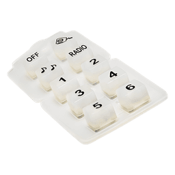 Botonera de silicón / Control de sirena / 10 botones de goma / Iluminación posterior / Montaje angular ajustable / 100W / 8 relés 10A