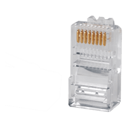 Plug RJ45 Cat5e, Para Cable UTP Calibre 22 a 26 AWG, Chapado en Oro de 50 Micras