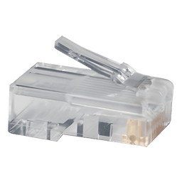 Plug RJ45 Cat5e, Para Cable UTP Calibre 22 a 26 AWG, Chapado en Oro de 50 Micras