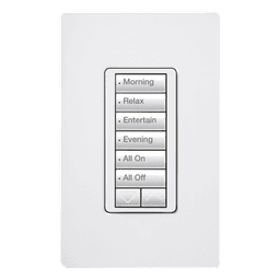 Botonera de pared inalámbrica de 6 botones con subir/bajar, retroiluminada, 120 V, color blanco, para el sistema de control de iluminación RadioRA 2