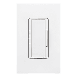 Atenuador de pared Maestro de 600 W para bajo voltaje electrónico (ELV), incandescente y halógeno, 120 V, unipolar o multilocación con accesorios MA-R, color blanco