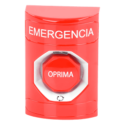 Botón de Emergencia / Acción Mantenida / Girar para Restablecer / LED Multicolor / Texto Español / ADA / Anti-Vandálico