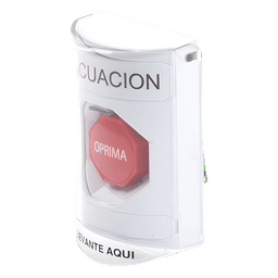 Botón de Evacuación / Tapa Protectora Policarbonato / Restablecimiento con Llave / Uso Interior y Exterior / Compatible UL, cUL y ADA