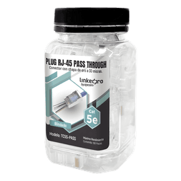 Bote con 100 Plugs Pass Through RJ45 Cat5e Blindado, Chapado de Oro a 30 Micras para Durabilidad Extrema
