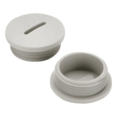 Tapón roscado de 3/4" para caja cuadrada a prueba de intemperie.
