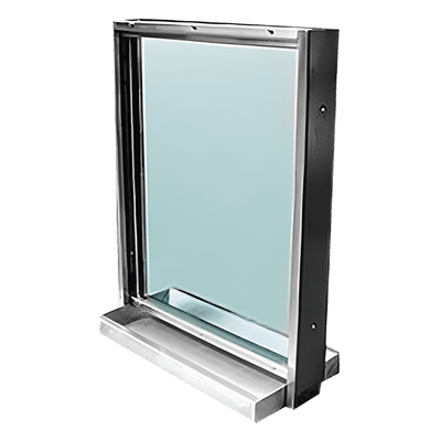  Ventana blindada Nivel III / Acero Inoxidable / 38mm de espesor / Charola pasa documentos / 90cm x 70cm.