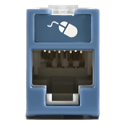 Jack UltraMAX Cat6, UTP, Montaje Híbrido en Placa de Pared (Plano y Angulado), Color Azul, Punch Down