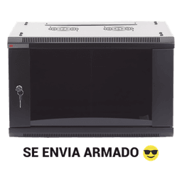 Gabinete de Pared / 6UR / 450mm (1.48 ft) Profundidad / Cristal Templado / 60kg Carga / Acero Negro