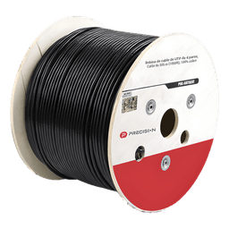 Bobina de Cable de UTP de 4 Pares Cat5e de 305 Metros (1000 Pies), 100% Cobre, LDPE Resistente a Rayos UV Relleno de Gel, Color Negro, 24 AWG, Uso en Exterior, Para Aplicaciones de Voz, Datos y Video