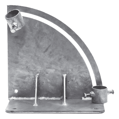 Base para Mástil con Ajuste de Ángulo / Acero Galvanizado en Caliente / Mástil 1" a 1-3/4" / Inclinación 0° a 60° / Tolerancia ±5 cm