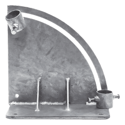 Base para Mástil con Ajuste de Ángulo / Acero Galvanizado en Caliente / Mástil 1" a 1-3/4" / Inclinación 0° a 60° / Tolerancia ±5 cm