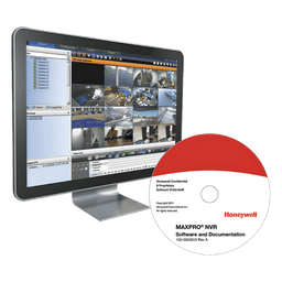 Software NVR para videovigilancia IP con licencia base de 4 canales, compatible con cámaras Honeywell y de terceros
