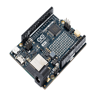 ARDUINO UNO REV4 WIFI, Retrocompatible con la UNO R3, la Arduino UNO R4 WiFi incluye una matriz LED 12x8 para interfaz mejorada y destaca por su conectividad y mayor potencia de procesamiento