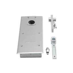 Bisagra de piso, / Cierrapuertas DC450 / Para Puertas de Doble Acción hasta 120 kg / Ángulo de Apertura 130° / Ajuste de Velocidad de Cierre y Latch