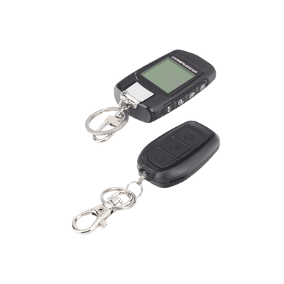 All-in-One 2-Way Remote Start + Alarm Bundle / 3000 ft (914.4 m) Max Range / 2-Way LCD Confirmation / Full-Color LCD Screen / Remote Start / Security / Keyless Entry / Lock-Arm / Unlock-Disarm / Trunk Release / Panic-Siren / Tilt Sensor / Dual-Stage Shock