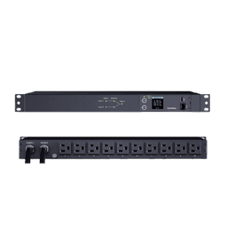 PDU ATS (Fuente Redundante Auto-transferible) Medible, Para Distribución de Energía, 2 Entradas 120 Vca NEMA5-15P, Con 10 Salidas NEMA 5-15R, Horizontal 19in, 1UR