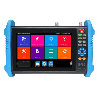 Tester de Video Profesional | Pantalla 7"|  Prueba IP/HD/Analógicas | TVI/CVI/AHD/CVBS | IP ONVIF | 4K/8K | H.264/H.265 | HDMI | PTZ | Scanner IP | TDR | Salidas 12V/24V/PoE | Activación Simultanea.