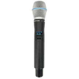 Micrófono Mano Inalámbrico EP-59H | Rango Frecuencia 470-510MHz, 540-590MHz, 640-690MHz, 807-830MHz | Potencia Salida ≥10dBm | Autonomía >10 Horas | Mute Automático por Caída | Display OLED | 7 Niveles Potencia Aju