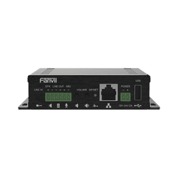 Gateway para Voceo IP/SIP,  Entrada de audio (3.5mm), salida de amplificador integrado de hasta 30W, puerto USB (reproducción de MP3),