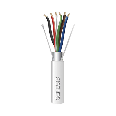 Bobina de 305 Metros / Cable de Cobre / 6 x 18 AWG  / Para Interior / Color Blanco / Blindado / Para Aplicaciones de Alarmas de Intrusión/Control de Acceso/ Automatización / Interfonos y Tv Porteros