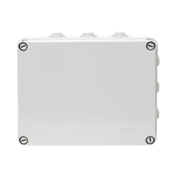 Caja de derivación de PVC Auto-extinguible con 12 entradas, tapa atornillada, 240x190x90 MM, Para Exterior (IP55)