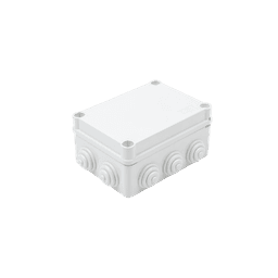 Caja de derivación de PVC Auto-Extinguible con 10 entradas, tapa y tornillo de media vuelta de 1/4", 150x110x70 mm (5.9 x 4.3 x 2.7 in), Para Exterior (IP55)
