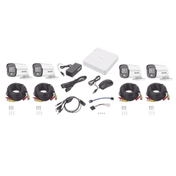 Kit TurboHD 1080p / DVR 4 canales / 4 Cámaras Bala ColorVu / Fuente de Poder / Accesorios de Instalación