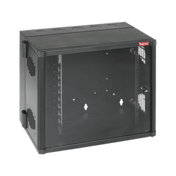 Gabinete AccessPlus de Montaje 26 UR en Pared de 19in, Rieles Numerados y Roscados #10-32, Puerta con Ventana de Seguridad, 700 mm de Ancho, 637 mm de Profundidad, Color Negro