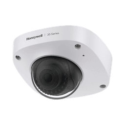 Mini Domo IP 5 Megapixel / Lente 2.8 mm / 30 mts IR / Ultra Baja Iluminación / NDAA / ONVIF /  IP67 / IK10 / IA (Filtro de Humanos y Vehiculos) / Merodeo / Conteo de Personas / PoE / Audio y Alarmas I/O / Serie 35 / Honeywell Security