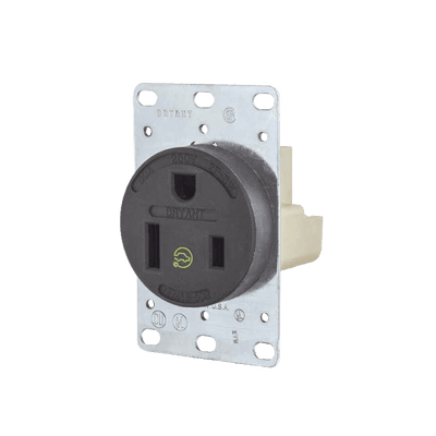 Receptáculo Individual de 50 A 250 V /  2 Polos 3 Hilos/ Nema 6- 50 R / Color Negro/ Grado Industrial-Comercial.