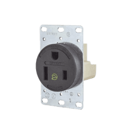 Receptáculo Individual de 50 A 250 V /  2 Polos 3 Hilos/ Nema 6- 50 R / Color Negro/ Grado Industrial-Comercial.