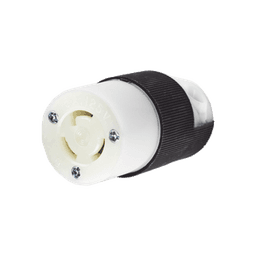 Conector Industrial con Bloqueo de Media Vuelta / 15 A 125 V CA / 2 Polos 3 Hilos / Color Blanco y Negro / Nema L5-15R. 