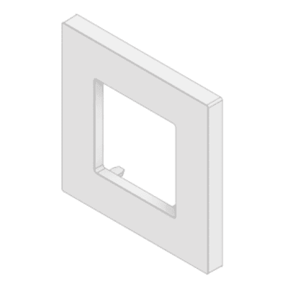 Embellecedor para Caja Europea / Dimensiones 84x84x8 mm Externas / ABS Antimicrobiano / Blanco con Efecto de Contraste / Colocación Fácil y Rápida