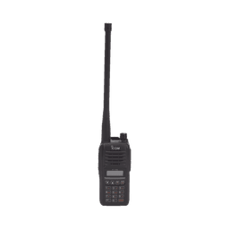 Radio Portátil Aéreo, rango de frecuencia 118-136.99166 MHz, 6W PEP, 200 canales alfanuméricos, pantalla de 8 caracteres, incluye bateria, cargador, antena y clip