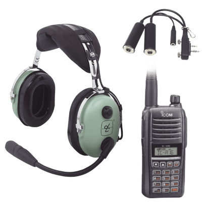 Kit Radio Portátil Aéreo Icom con Auricular David Clark para Aviación General