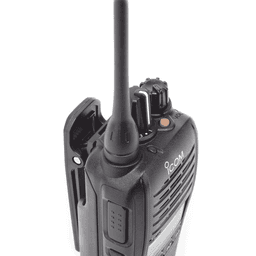 Radio digital NXDN en la banda de UHF, rango de frecuencia 400-470MHz, sumergible IP67, analógico y digital, opera en sistemas trunking y convencional, 5W de potencia.